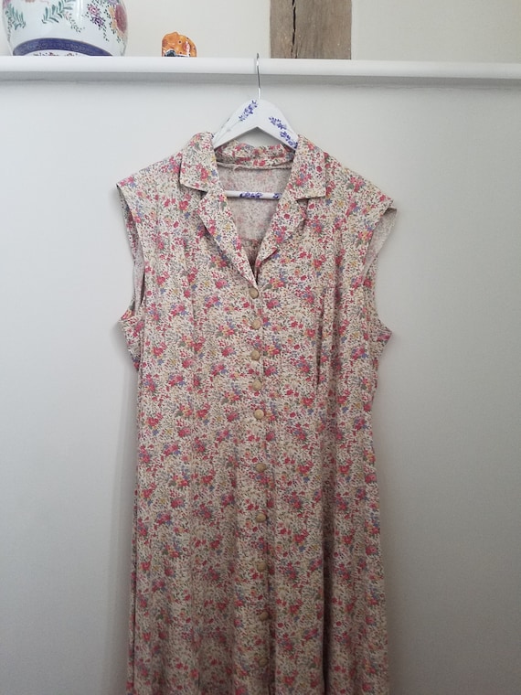 Vintage 70s Floral Tea Dress. Maxi.  Large - 47" … - image 7