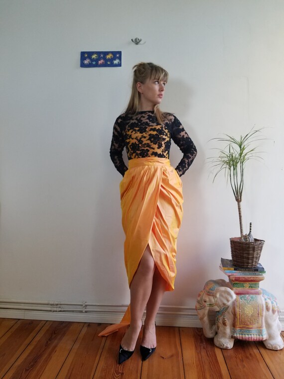 Droopy and Browns 80s Taffeta Evening Dress. Small