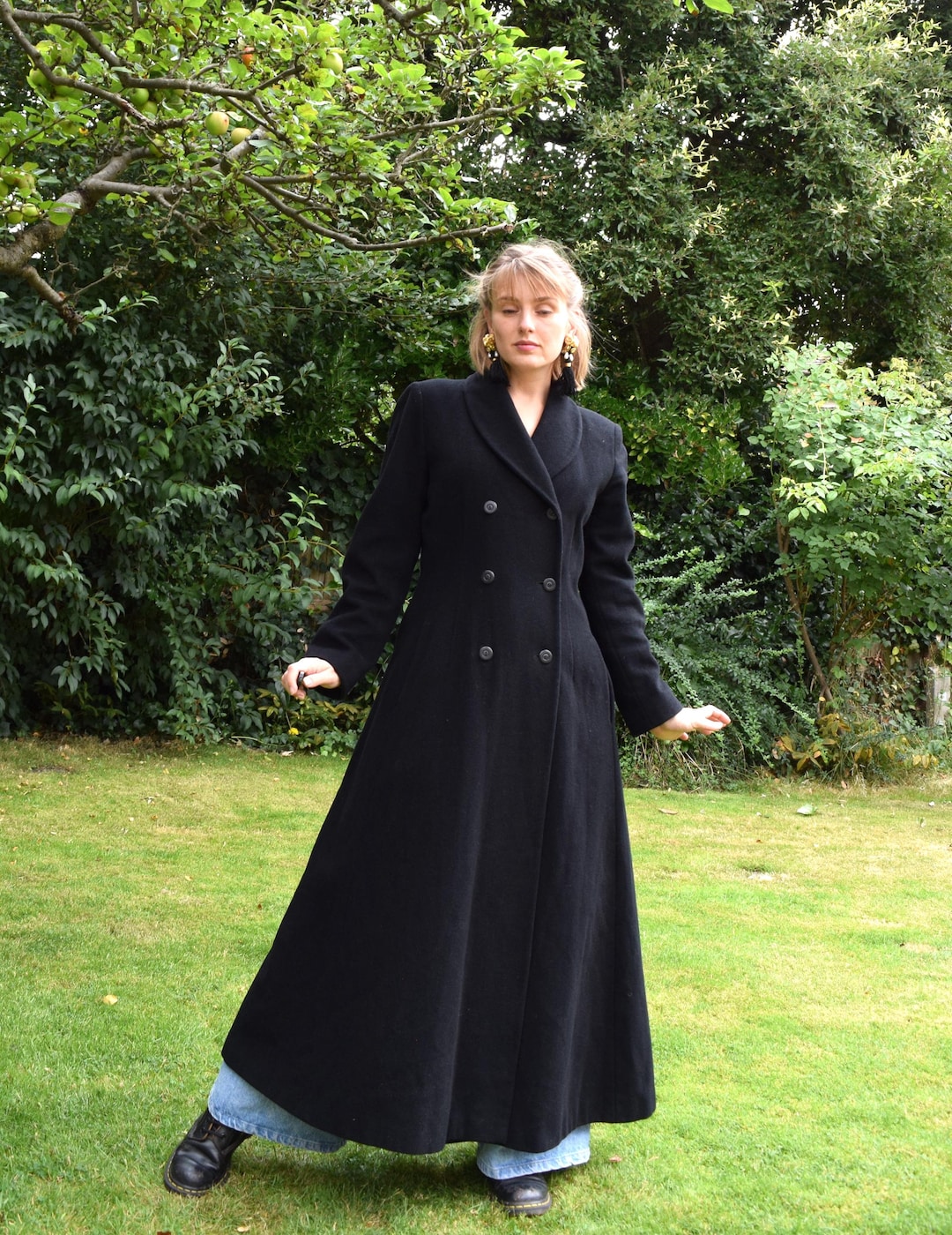 90s Laura Ashley Black Maxi Coat, Cashmere Mix. UK 10. - Etsy