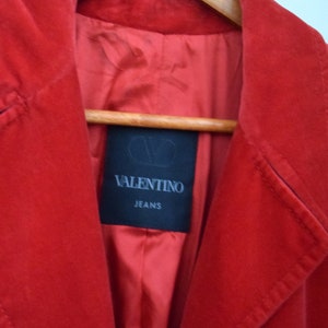 90s Valentino Jeans Red Velvet Coat. IT 44. Cotton, Flared, Empire Waist image 7