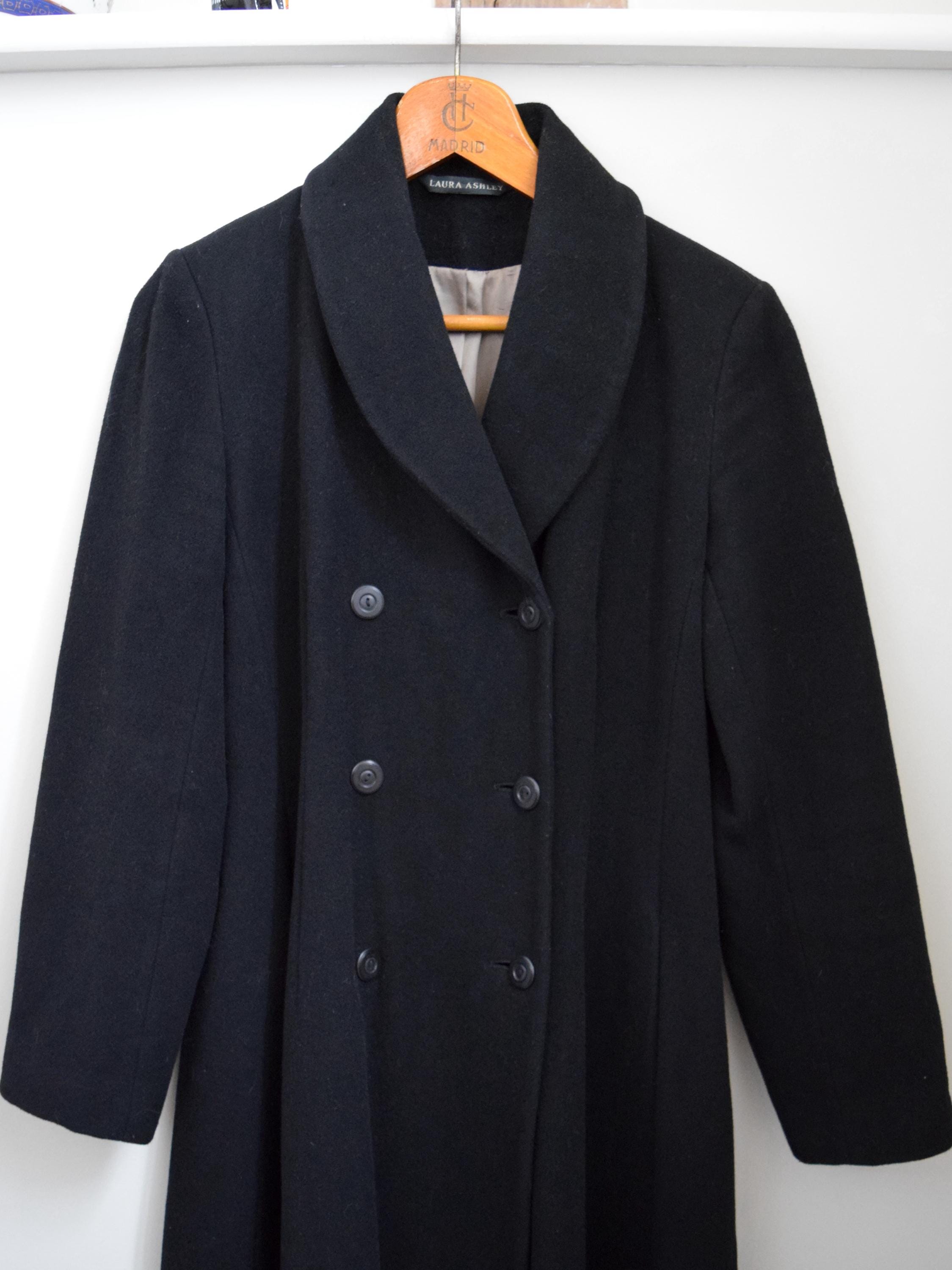 90s Laura Ashley Black Maxi Coat, Cashmere Mix. UK 10. - Etsy
