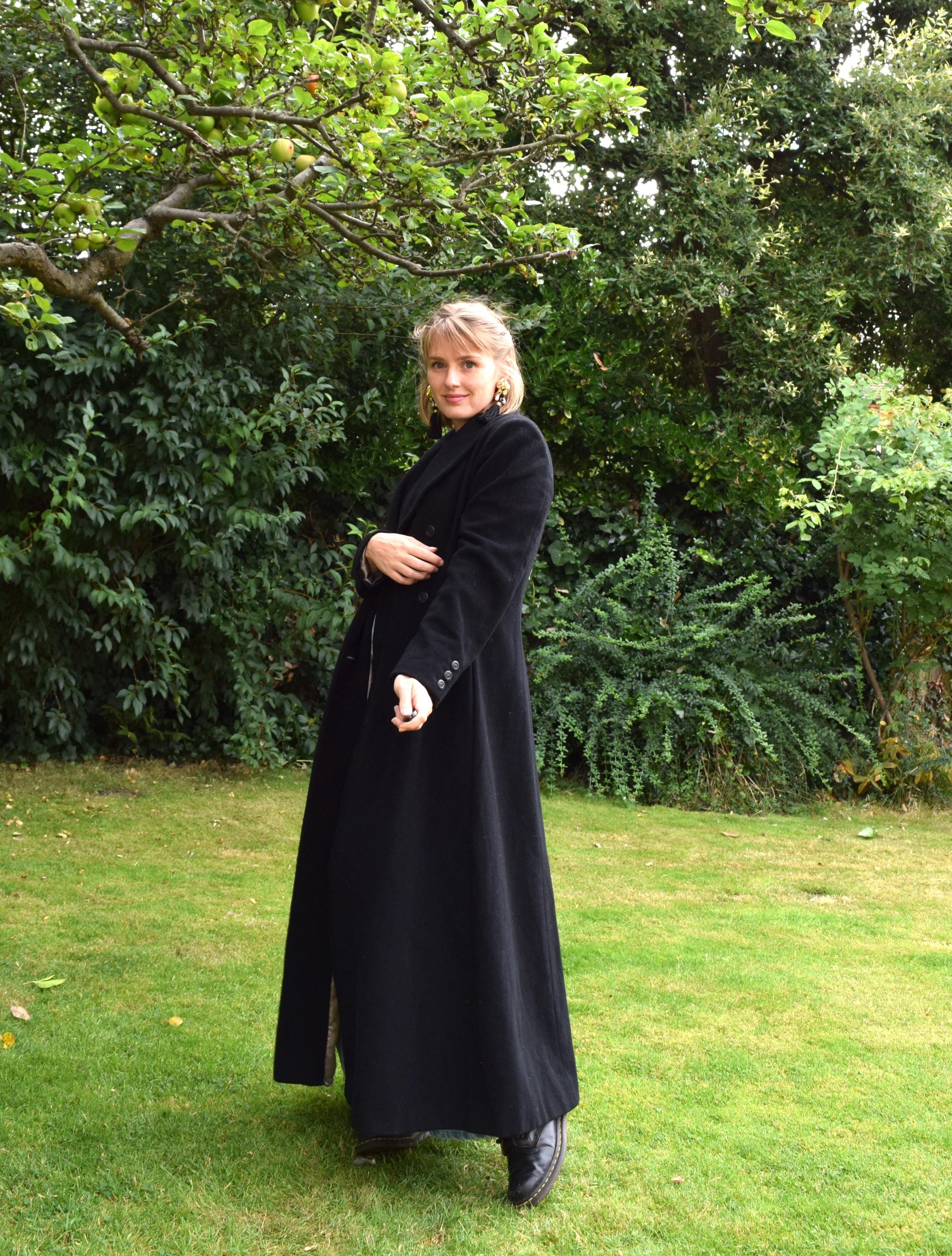 90s Laura Ashley Black Maxi Coat, Cashmere Mix. UK 10. - Etsy
