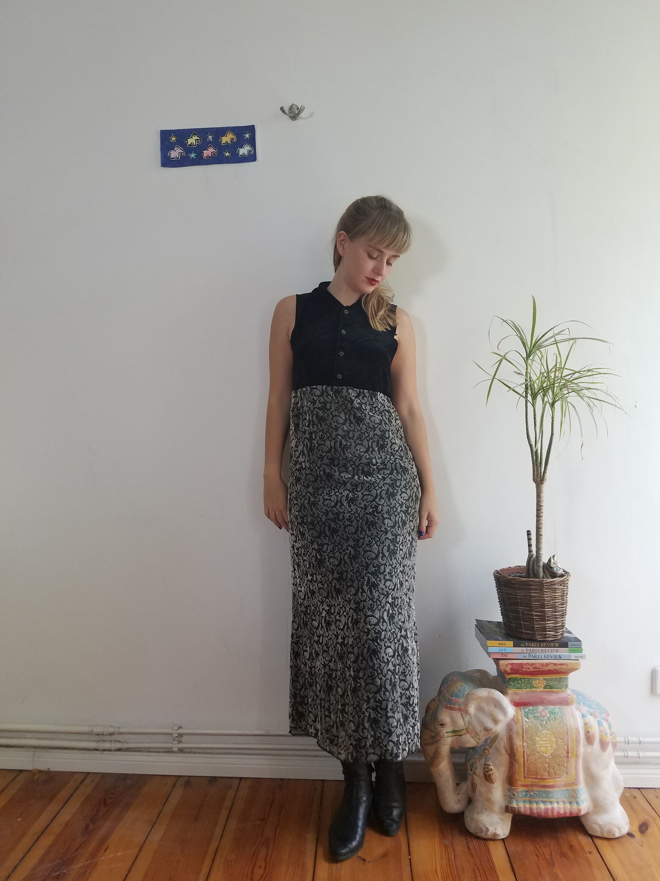 Vintage 90s Comme Des Garcons Tricot Crushed Velvet Devore Dress