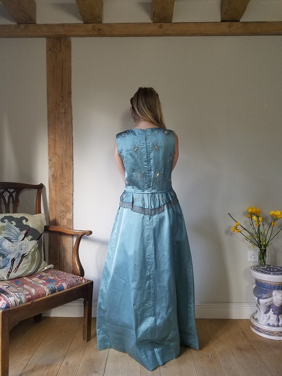 1950s Beaded Harvey Nichols Evening Gown. Medium 31… Gem