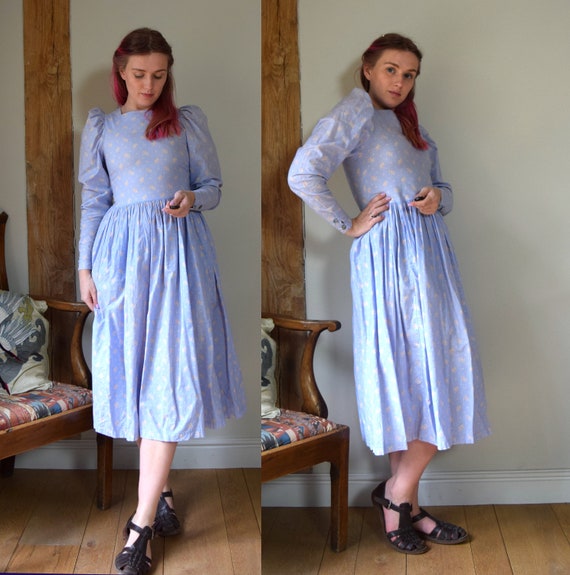 80s Laura Ashley Puff Sleeve Dress. UK size 10 / … - image 1