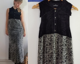 Vestido Vintage 90s Comme Des Garcons Tricot Tricot Crushed Velvet Devore. Pequeño.