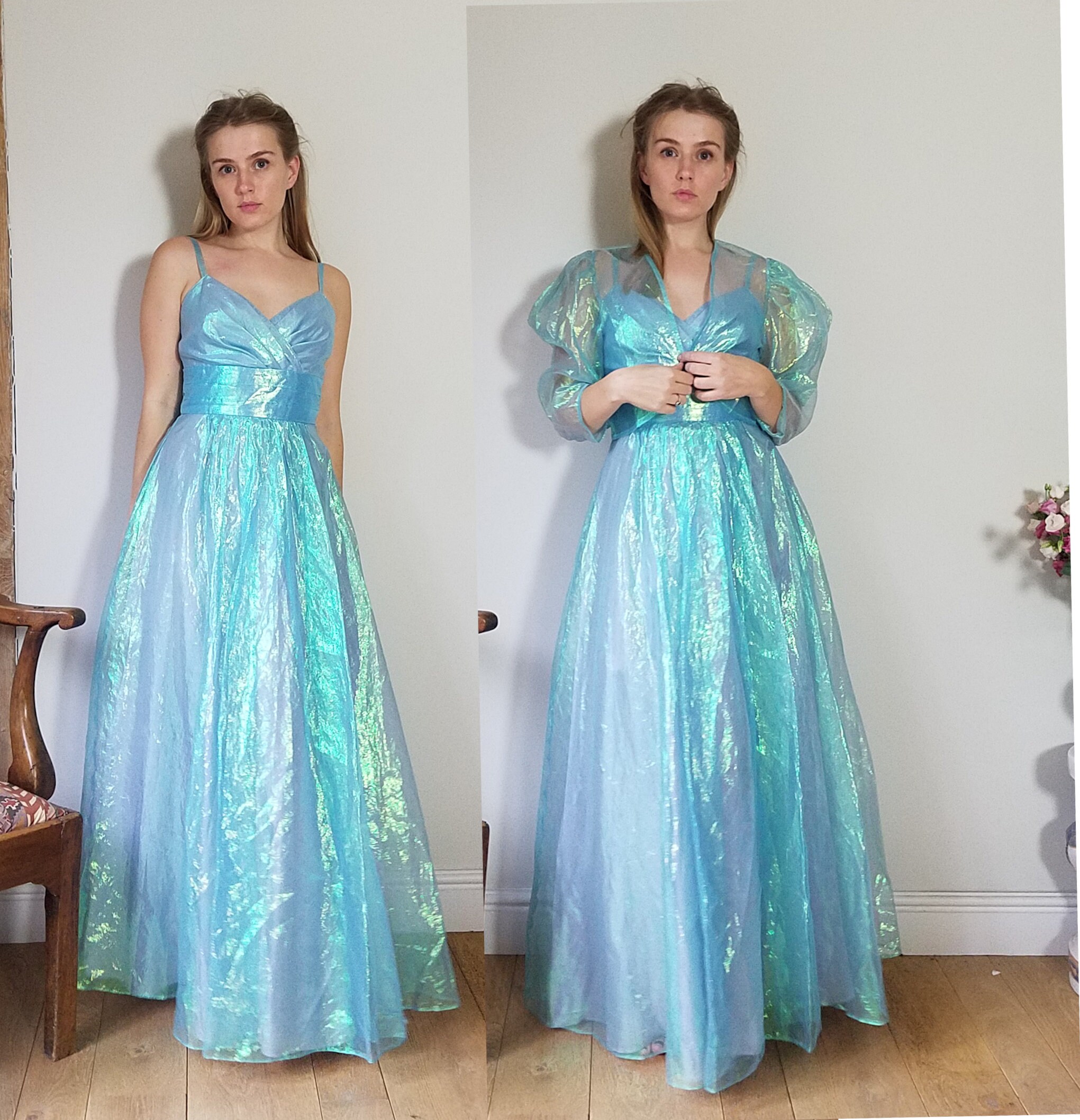80s Irridescent Party Dress and Bolero 
