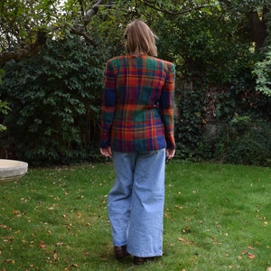 90s Umberto Ginocchietti Tartan Blazer. Size 42 / Medium. Linen image 3