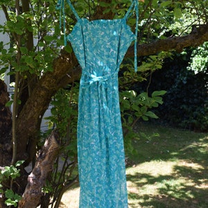70s Green Cotton Maxi Dress. Extra Small / 24 Waist. Floral, Feminette Models image 3