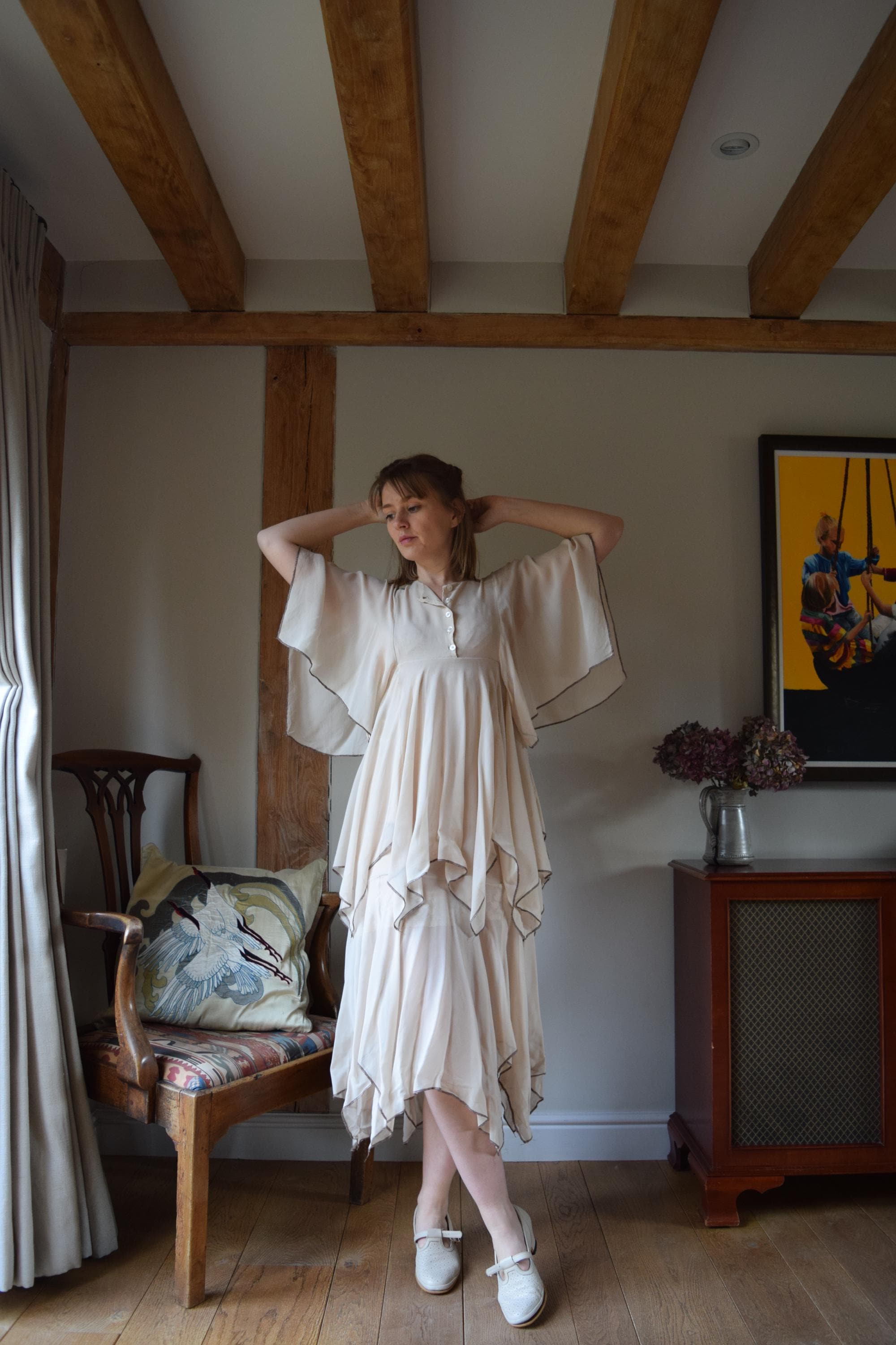 white handkerchief dress Serafina Mini in Broderie Lux Lisbon Lace Handkerchief Dress