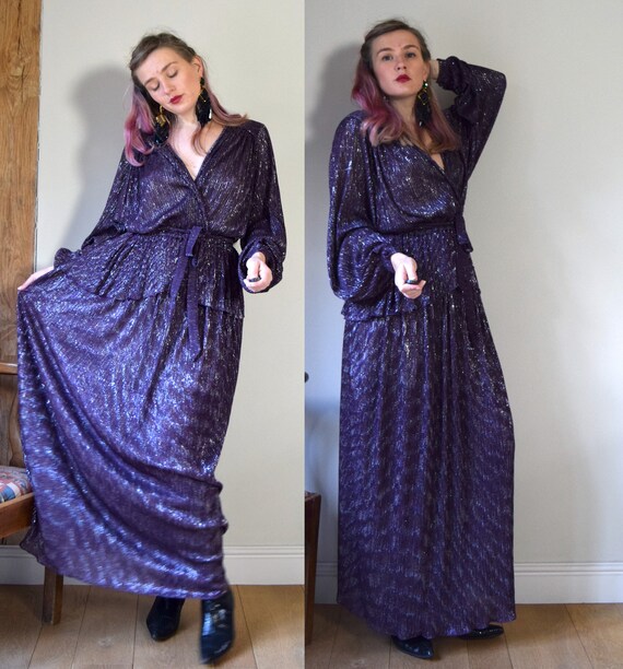 70s John Charles Metallic Evening Dress 