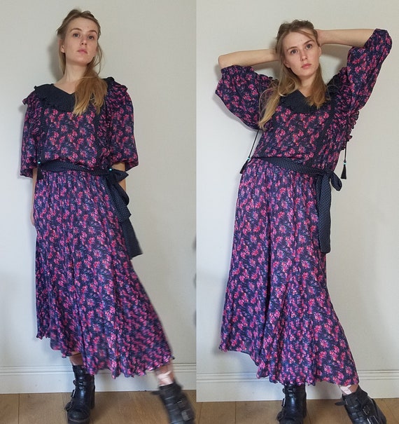 80s Diane Freis Skirt and Blouse Set. One Size - M