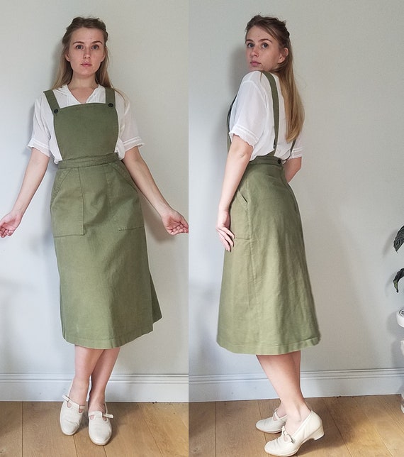 70s Laura Ashley Pinafore Dress. Small - 26" Waist