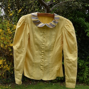 1980s Raw Silk Puff Sleeve Jacket. Small / 33 Chest. Chartreuse image 6