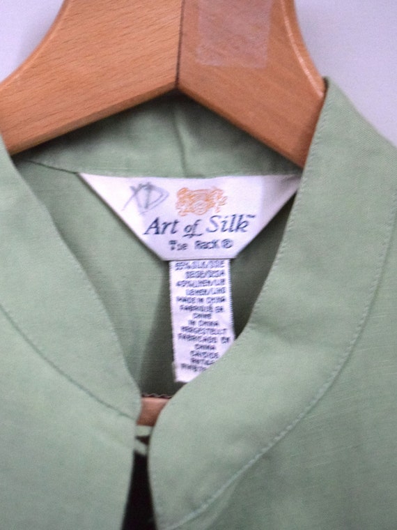 90s Silk and Linen Sleeveless Stand Collar Jacket… - image 4