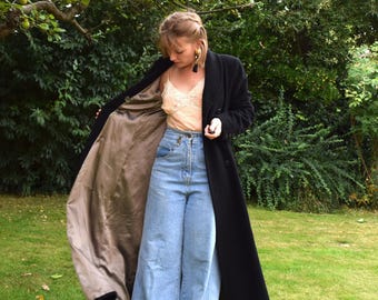 90s Laura Ashley Black Maxi Coat, Cashmere Mix. UK 10. - Etsy
