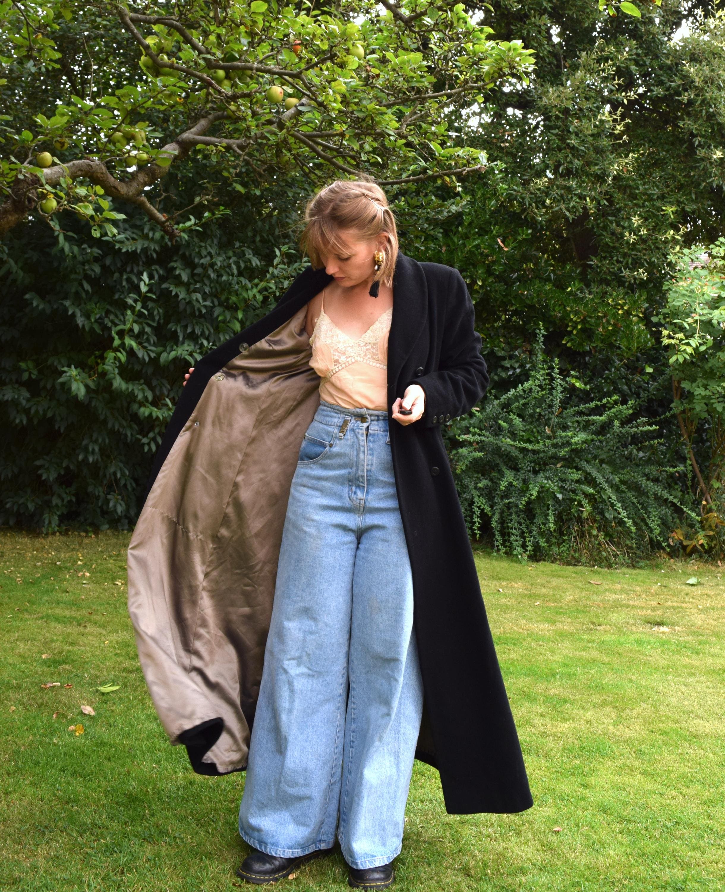 90s Laura Ashley Black Maxi Coat, Cashmere Mix. UK 10. - Etsy