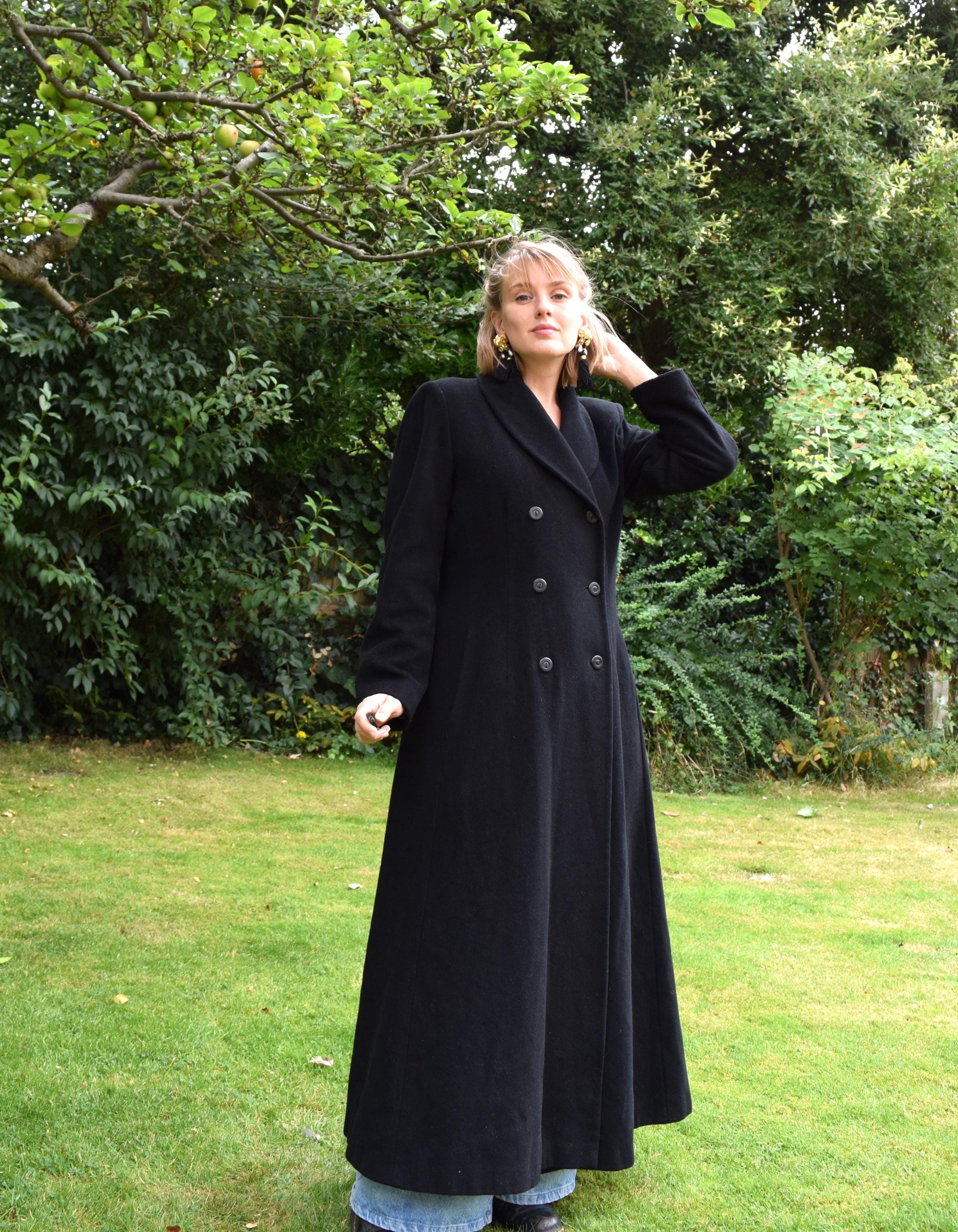 90s Laura Ashley Black Maxi Coat, Cashmere Mix. UK 10. - Etsy