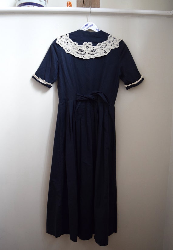 80s Laura Ashley Sailor Collar Linen Dress. UK 12… - image 8