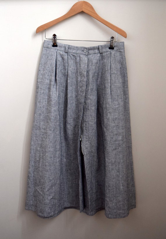 Vintage Agnes B Grey Linen Midi Skirt. 90s. Size … - image 5