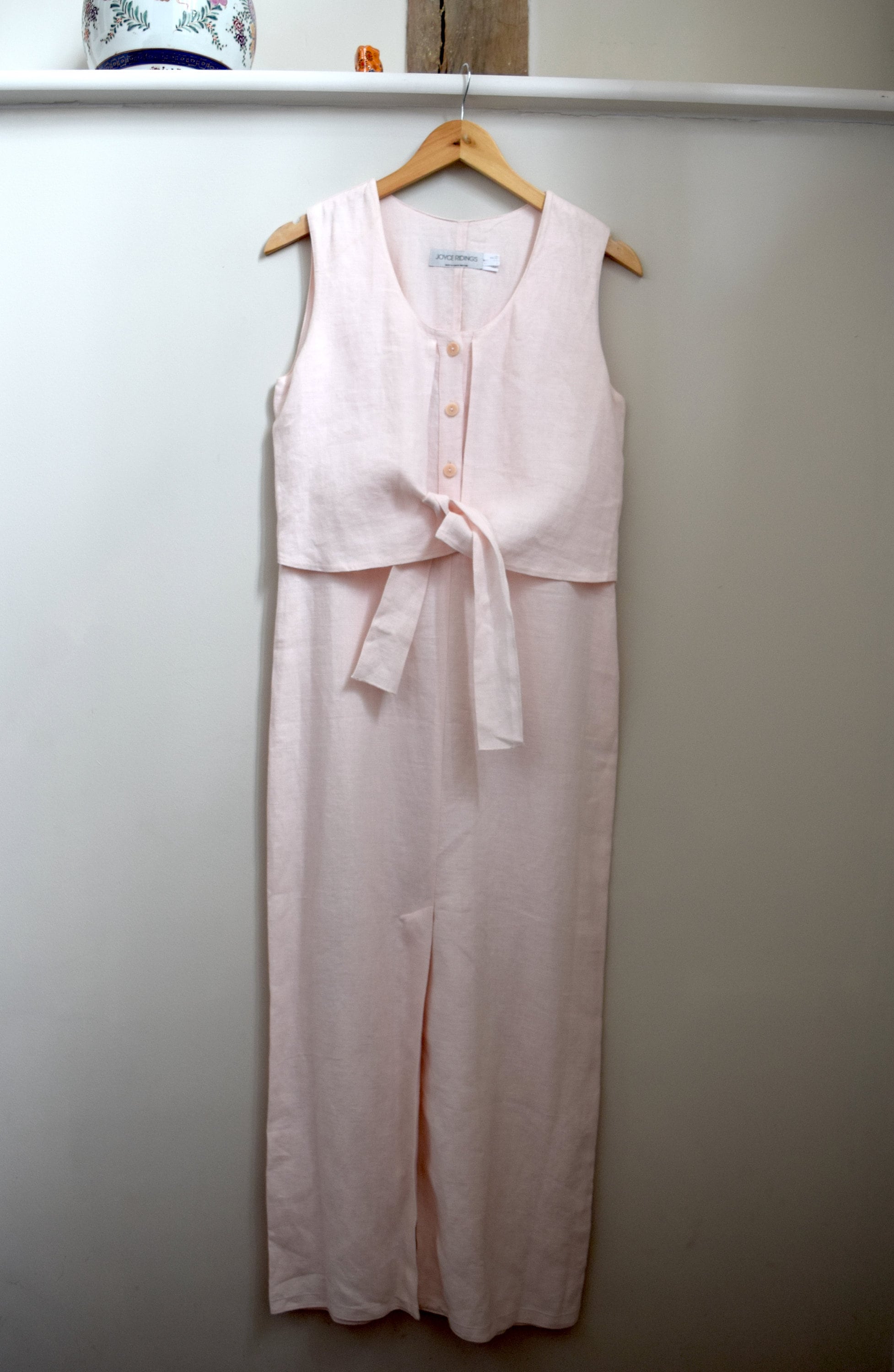 90s Linen Maxi Dress, Joyce Ridings. UK 10. Pale Pink, Double Layer.  Minimal - Etsy Israel
