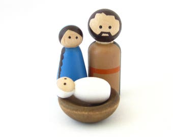 Small Holy Family wooden Nativity