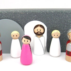 Small Easter Resurrection Creche Peg Doll Set available in different skin tones