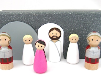Small Easter Resurrection Creche Peg Doll Set available in different skin tones