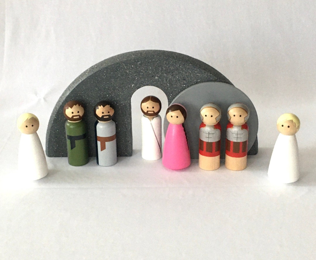 Large Easter Resurrection Creche Peg Doll Set Available in