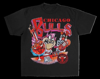 Bulls Taz T-shirt de basket-ball vintage moderne vintage des années 90 pour adulte, noir, neuf