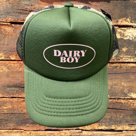 Vintage Dairy Boy Mens Green Camo Adjustable Snapback Trucker Hat One