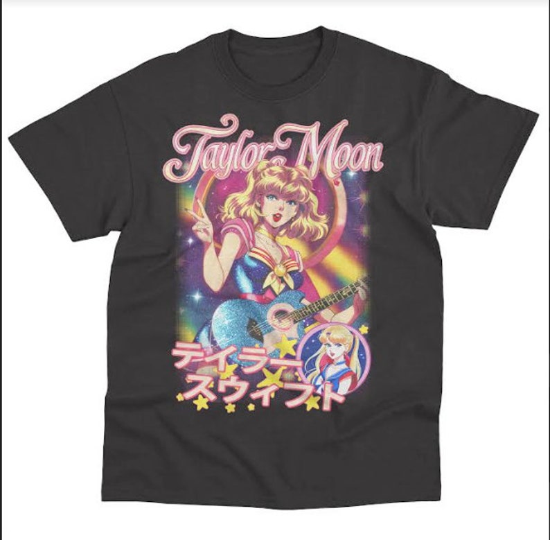 Taylor Moon T-shirt graphique dessin animé anime Swift unisexe adulte nouveau noir image 1