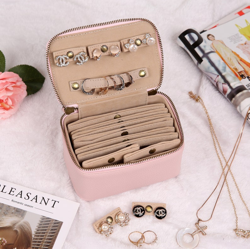 Personalized SMALL Jewelry Case Vegan Leather Necklace Etsy