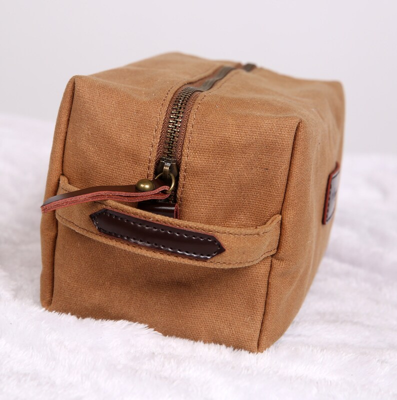 Personalized Waxed Canvas Leather Hand Made Dopp Kit Men Etsy