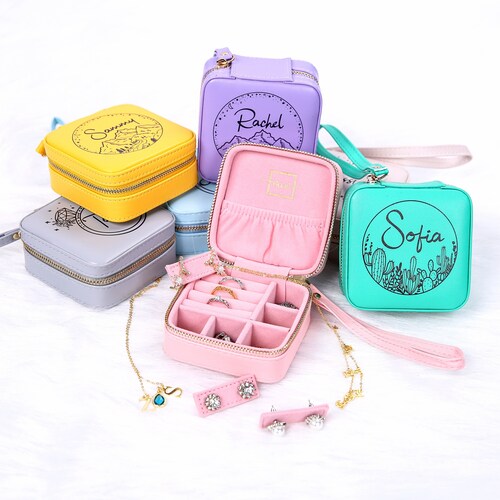 Personalized Jewelry Case Necklace Ring Box Travel Jewelry Etsy