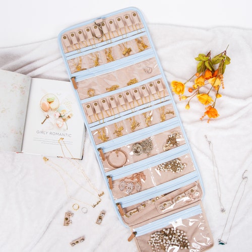 Personalized Jewelry Case Travel Roll up Earrings Rings Etsy