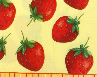 2 Decoupage napkins strawberries | Paper Napkins | Tissue Napkins | Lunch Servietten | Napkins for Decoupage  Fruits Napkin Vintage Napkins