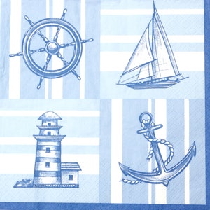 2 Stück Decoupage Serviette 33x33cm, 3-fach, Papier Serviette, Gewebe Serviette, Decoupage, Scrapbooking, Marine #08