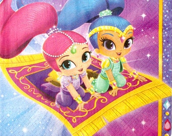 Decoupage napkins 2 pcs 33x33cm, 2-ply Paper Napkin, Tissue Napkin, Decoupage, Winter Napkins, Shimmer&Shine Theme Napkins F03