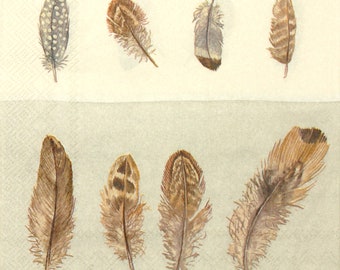 2 pcs Decoupage napkin 33x33cm, 3-ply, Paper Napkin, Tissue Napkin, Decoupage, Scrapbooking, Vintage napkins, Feathers Napkins #p02