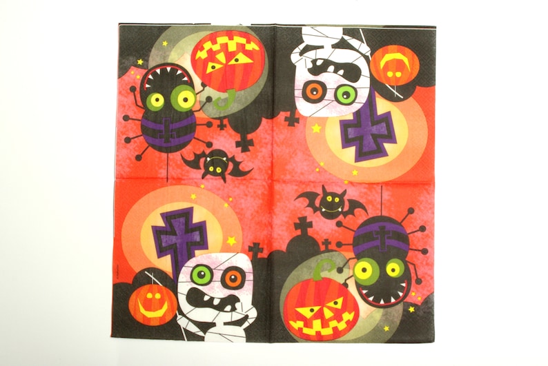 Decoupage napkins Tissue Napkin 2 Decoupage napkins 33x33cm Paper Napkins Scary halloween decorations #019 Napkins for decoupage