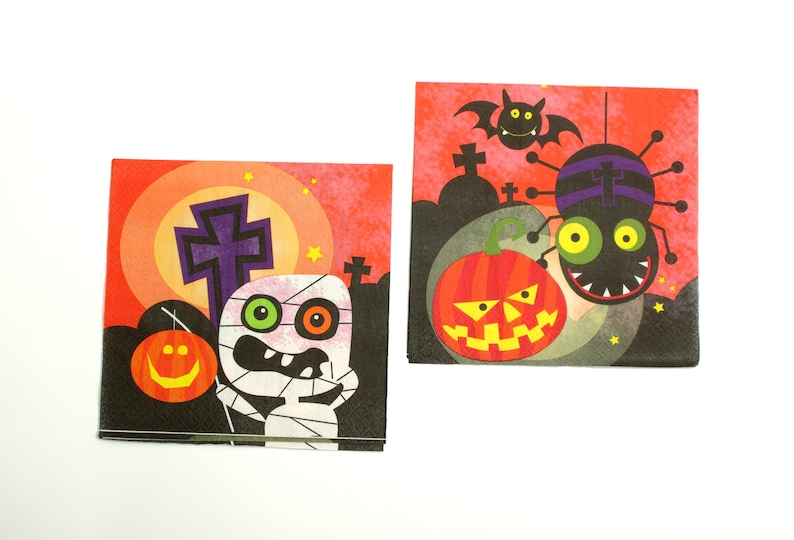 Decoupage napkins Tissue Napkin 2 Decoupage napkins 33x33cm Paper Napkins Scary halloween decorations #019 Napkins for decoupage
