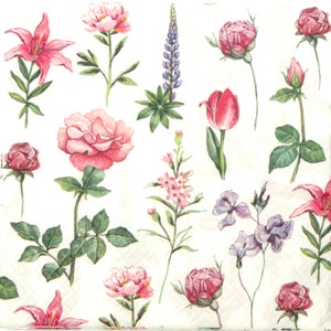 2 pcs Decoupage guardanapos 33 x 33 cm, 3-ply, guardanapo de papel, guardanapo de tecido, Decoupage, Scrapbooking, flores silvestres #kr03