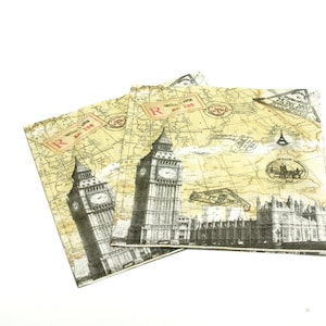 2 Servietten Servietten London | Papier Serviette | Gewebe-Serviette | Papier Serviette | Servietten für Serviettentechnik | Jahrgang Servietten | Decoupage Papier #p05