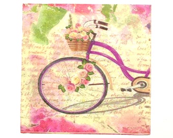 2 Decoupage Napkins Bicycle | Paper Napkin | Tissue Napkin | Paper Serviette | Napkins for Decoupage | Vintage napkins | Decou Paper #r001