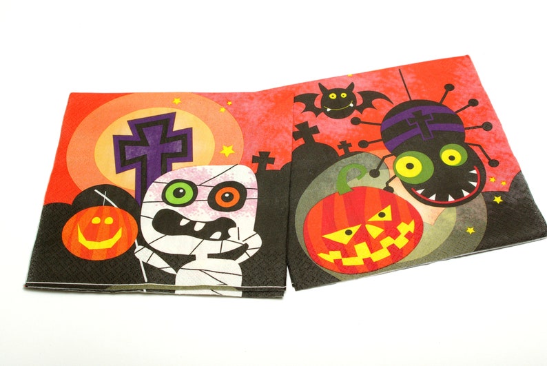 Decoupage napkins Tissue Napkin 2 Decoupage napkins 33x33cm Paper Napkins Scary halloween decorations #019 Napkins for decoupage