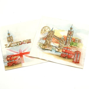 2 Servietten Servietten London | Papier Serviette | Gewebe-Serviette | Papier Serviette | Servietten für Serviettentechnik | Jahrgang Servietten | Decoupage Papier #pl2