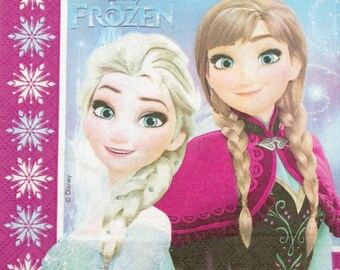 Decoupage servilletas 2 piezas 33x33cm, 2-ply Paper Napkin, Tissue Napkin, Decoupage, Winter Napkins, Frozen Theme Napkins F01