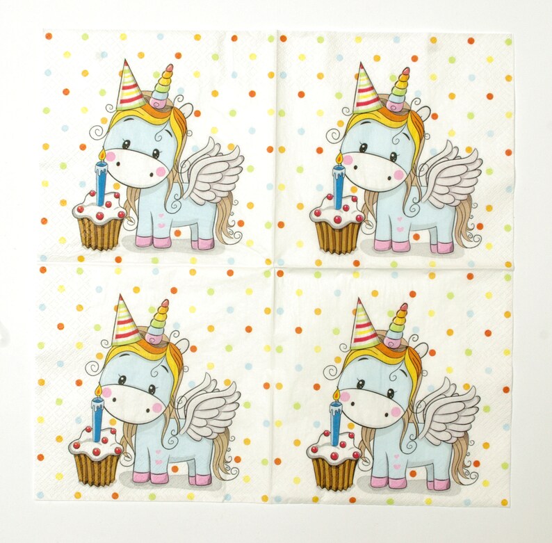 2 Decoupage Napkins Unicorn Paper Napkins Tissue Napkins Etsy