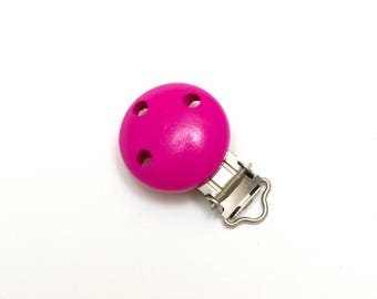 Wooden clip - pink - 1 pc, baby wooden clip, baby pacifier clip, suspender clip, brown wooden clip